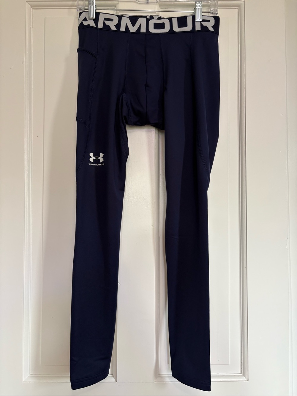 Under Armour 1366075 Men's Compression ColdGear Leggings Blue and White Sports L